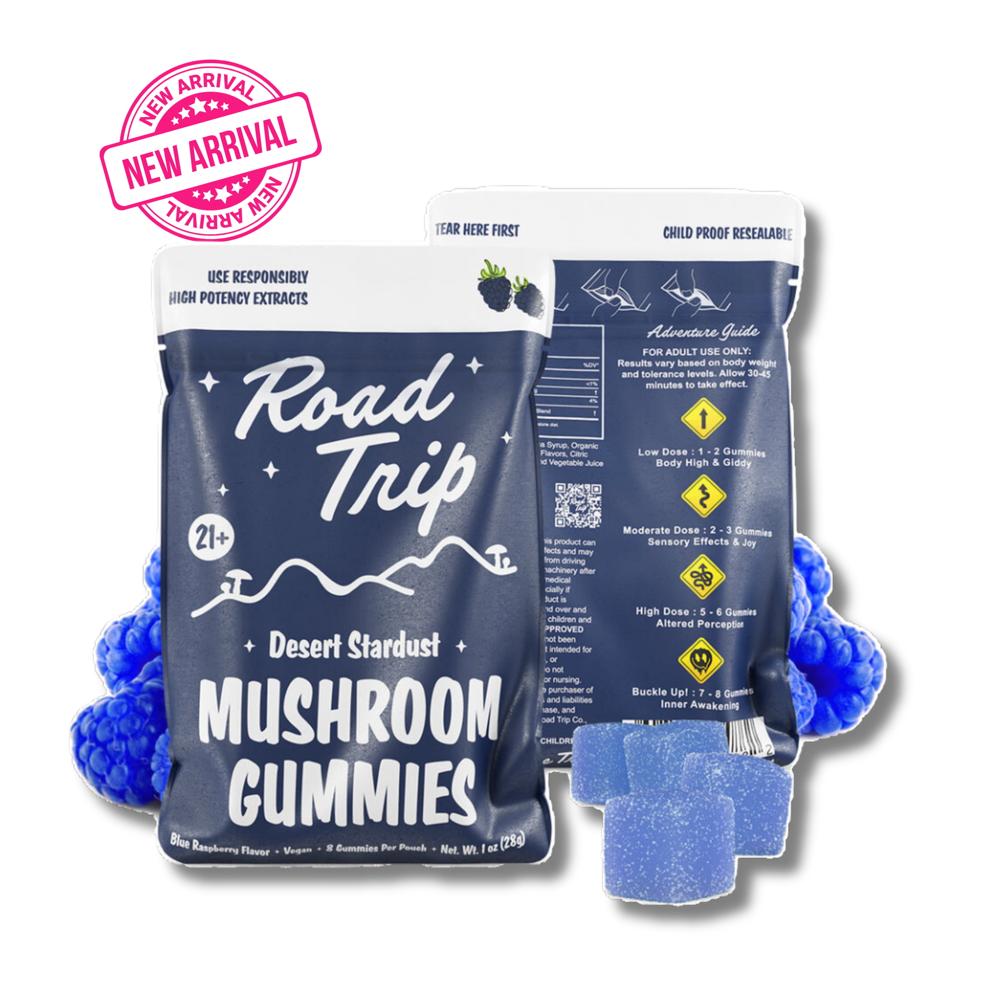 Road Trip - Mushroom Gummies 8ct / Blue Raspberry - Desert Stardust